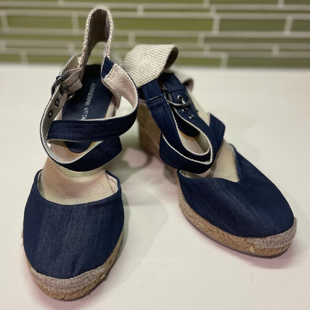 Adrienne Vittadine Denim Espadrilles sz 6.5